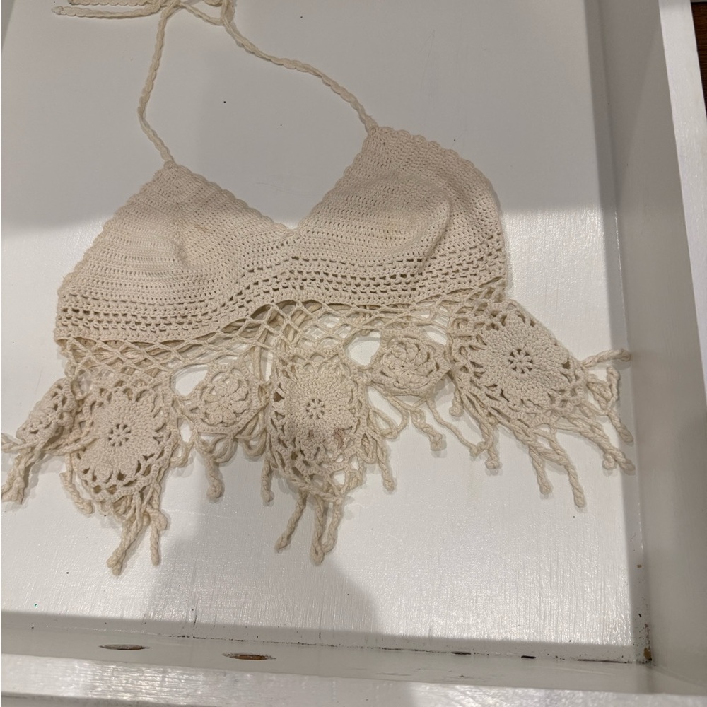 Crochet Halter Top with Fringe